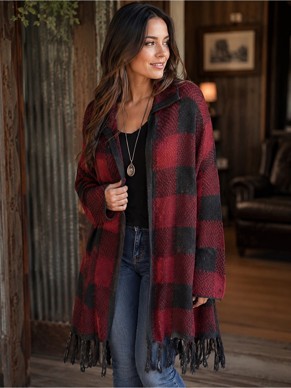 NWT Charlie Paige Plaid Cardigan